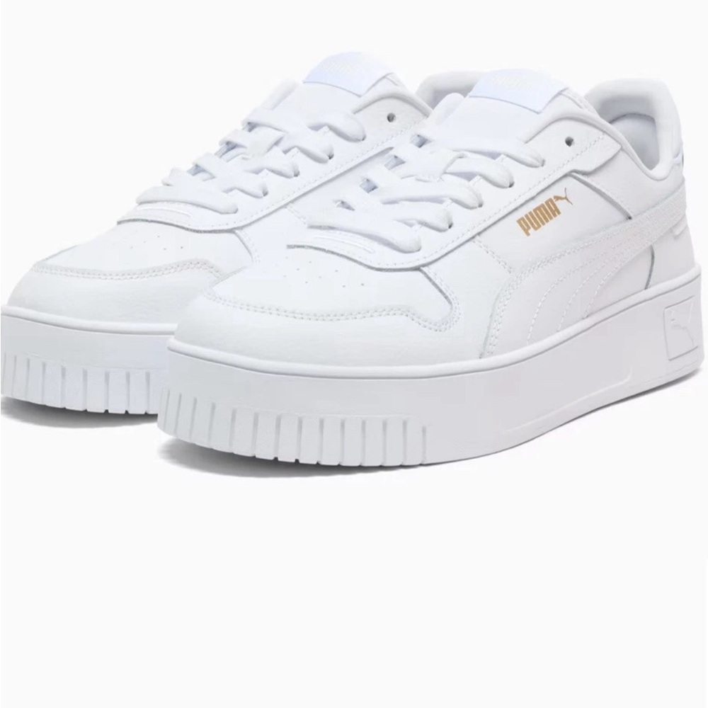 PUMA White Sneakers with Gold Logo